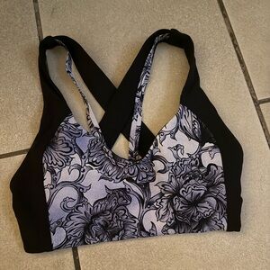 Floral Black and Gray Women's Swim Top